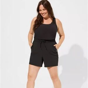 Stretch Woven Active Romper With Surplice Back